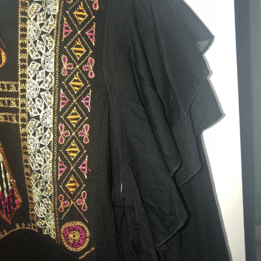 ✨ NWOT Free People Ruffled Boho Embroidered Top - Picture 4 of 7